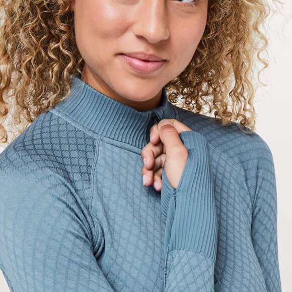 Lululemon Rest Less 1/2 Zip- Thick Long Sleeve Running Top-Size 10 - Picture 4 of 12